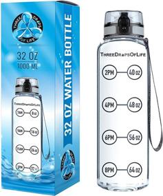 img 4 attached to 💧 Clear Sports Water Bottle with Time Tracker - Measure H2O Intake, Tritan BPA Free, 32 oz Lid, Non-Toxic, Hydration Marker"