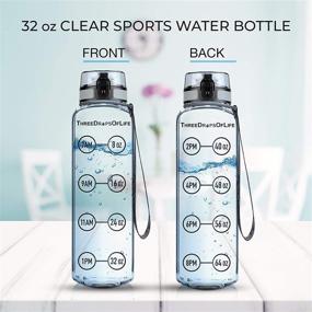 img 3 attached to 💧 Clear Sports Water Bottle with Time Tracker - Measure H2O Intake, Tritan BPA Free, 32 oz Lid, Non-Toxic, Hydration Marker"