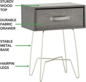 img 2 attached to 🌃 mDesign Modern Industrial Side Table with Fabric Drawer - Stylish 2-Tier Metal and Wood End Table - Sleek Mid Century Design - Versatile Accent Furniture for Multiple Rooms - Black/Gray