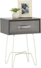 img 4 attached to 🌃 mDesign Modern Industrial Side Table with Fabric Drawer - Stylish 2-Tier Metal and Wood End Table - Sleek Mid Century Design - Versatile Accent Furniture for Multiple Rooms - Black/Gray