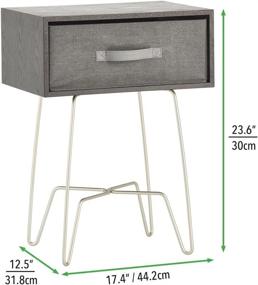 img 1 attached to 🌃 mDesign Modern Industrial Side Table with Fabric Drawer - Stylish 2-Tier Metal and Wood End Table - Sleek Mid Century Design - Versatile Accent Furniture for Multiple Rooms - Black/Gray