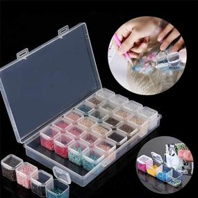 img 1 attached to 📦 Perzomido Set of 2 Plastic Craft Organizer Cases - 28 Slots Diamond Storage Boxes