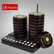 📟 rechargeable portable restaurant pager system with 16 coaster pagers and 1 numeric keypad transmitter - ideal for restaurants, clinics, churches, cafes, and shops logo