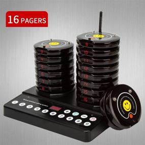 img 4 attached to 📟 Rechargeable Portable Restaurant Pager System with 16 Coaster Pagers and 1 Numeric Keypad Transmitter - Ideal for Restaurants, Clinics, Churches, Cafes, and Shops