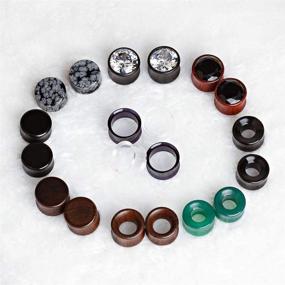 img 2 attached to 🔸 TBOSEN 20-Piece Set: Mixed Stone Ear Plugs Wood Tunnels, Double Flare Saddle Stretching Gauges & Expander Body Piercing Set, Gauge 2g - 5/8 inch