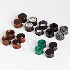 img 3 attached to 🔸 TBOSEN 20-Piece Set: Mixed Stone Ear Plugs Wood Tunnels, Double Flare Saddle Stretching Gauges & Expander Body Piercing Set, Gauge 2g - 5/8 inch