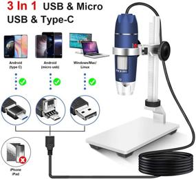 img 3 attached to Jiusion 2MP USB Digital Microscope | Portable Endoscope Camera with 8 LEDs | 40-1000X Magnification | Aluminum Alloy Stand | OTG Android, Mac, Windows 7/8/10, Linux Compatible