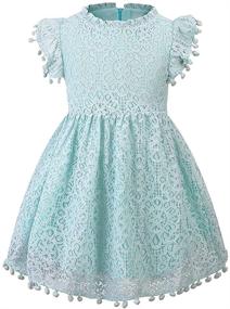 img 4 attached to 👗 Csbks Toddler Girls Cute Pompoms Lace Floral Elegant Retro Swing Party Dress - Stylish Fashion for Little Princesses!