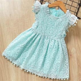 img 2 attached to 👗 Csbks Toddler Girls Cute Pompoms Lace Floral Elegant Retro Swing Party Dress - Stylish Fashion for Little Princesses!