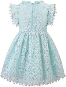 img 3 attached to 👗 Csbks Toddler Girls Cute Pompoms Lace Floral Elegant Retro Swing Party Dress - Stylish Fashion for Little Princesses!