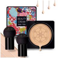 🍄 nuibo moisturizing concealer makeup base: air cushion cc cream with natural primer liquid foundation, long-lasting formula + two mushroom makeup sponges logo