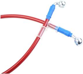 img 1 attached to 400-2400Mm AN3 1/8Inch 28 90 Degree M10 Motorcycle Hydraulic Brake Line Oil Hose Pipe Fitting Stainless Steel Braided For ATV Motorcycle Motocross Pit Dirt Street Racing Bike - 400Mm Red