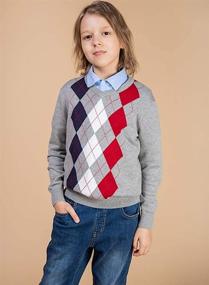 img 3 attached to 👦 Benito & Benita Boys' Cotton Knit V-Neck School Uniforms Argyle Sweater - Long Sleeve Pullover, Size 3-12Y