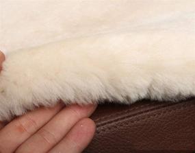 img 3 attached to 🐑 Sheepskin Auto Front Seat Pad - Universal Fit Fuzzy Pure Wool Car Seat Cover Protector Cushion for Winter (Pearl White)
