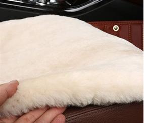 img 1 attached to 🐑 Sheepskin Auto Front Seat Pad - Universal Fit Fuzzy Pure Wool Car Seat Cover Protector Cushion for Winter (Pearl White)