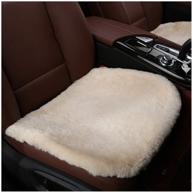 🐑 sheepskin auto front seat pad - universal fit fuzzy pure wool car seat cover protector cushion for winter (pearl white) logo