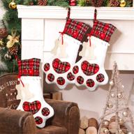 🐶 aerwo pet dog christmas stocking: festive hanging stocking with large paw for christmas decor, 18 x 11 inches logo