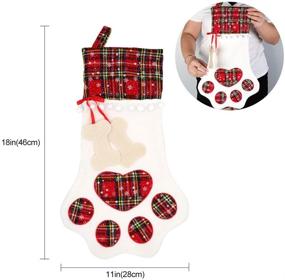 img 2 attached to 🐶 AerWo Pet Dog Christmas Stocking: Festive Hanging Stocking with Large Paw for Christmas Decor, 18 x 11 Inches