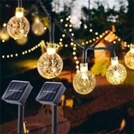 solar globe string lights - 2 pack, 30 led, 19.8ft, outdoor crystal ball christmas decoration light, waterproof solar patio lights decor for xmas tree, garden, home, wedding, party - warm white логотип