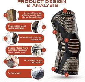 img 2 attached to Copper Knee Brace: Compression Sleeve with Side Spring Stabilizer, Gel Pad, and Breathable Support for Knee Pain Relief, Fitness, Sports, Arthritis, and Injury Recovery - Men and Women, Single