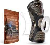 copper knee brace: compression sleeve with side spring stabilizer, gel pad, and breathable support for knee pain relief, fitness, sports, arthritis, and injury recovery - men and women, single логотип