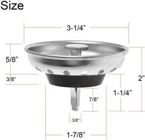 img 3 attached to 🚿 2-Pack Kitchen Sink Strainer and Stopper Combo Basket - Replacement for Standard 3-1/2 inch Drain - Stainless Steel Basket with Plastic Knob - Rubber Stopper Base