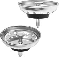 🚿 2-pack kitchen sink strainer and stopper combo basket - replacement for standard 3-1/2 inch drain - stainless steel basket with plastic knob - rubber stopper base logo