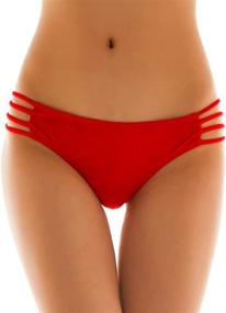 img 4 attached to 👙 SHEKINI Women's Solid Strappy String Bikini Panty Hipster Thong Swimwear Bottom: Sexy and Trendy