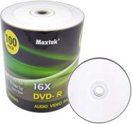maxtek high-quality white inkjet hub printable dvd-r 📀 dvdr 16x blank disc, 4.7gb, 120min. pack of 100 logo