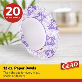 img 2 attached to Glad Paper Bowls with Purple Victorian Design 20 Count - Disposable Bowls for Parties and Picnics in Victorian Print - Microwave Safe, Purple and White