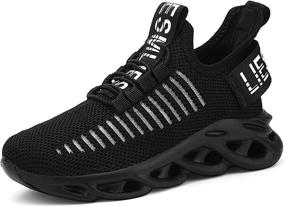 img 4 attached to Lightweight Breathable Kids Running Shoes: Nihaoya Lace-Up Tennis Sneakers for Boys & Girls