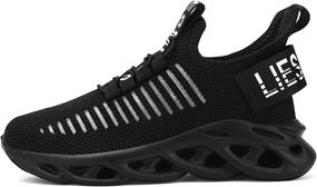 img 3 attached to Lightweight Breathable Kids Running Shoes: Nihaoya Lace-Up Tennis Sneakers for Boys & Girls