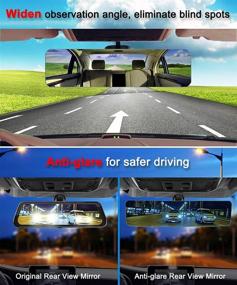 img 3 attached to 🚗 Upgrade Your Car's Rearview Mirror with SkycropHD Frameless Anti Glare Mirror - Wide Angle Design to Eliminate Blind Spots & Provide Crystal Clear Vision - 11.8in Blue Convex Mirror