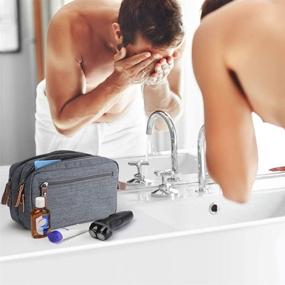 img 1 attached to Premium Water-Resistant Men's Travel Toiletry Organizer Bag - Shaving Dopp Kit & Bathroom Bag
