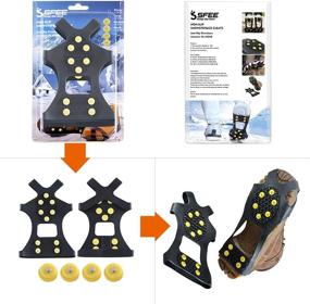 img 3 attached to 🥾 Ice Cleats for Boots and Shoes - Snow Grips Cleats with Rubber Traction, 10 Steel Studs Crampons for Walking on Ice and Snow. Perfect for Hiking, Walking, Climbing, Jogging.