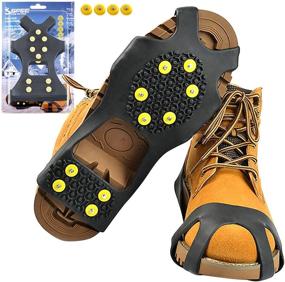 img 4 attached to 🥾 Ice Cleats for Boots and Shoes - Snow Grips Cleats with Rubber Traction, 10 Steel Studs Crampons for Walking on Ice and Snow. Perfect for Hiking, Walking, Climbing, Jogging.