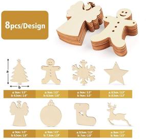 img 2 attached to 🎄 Ilauke 64 Pieces Wooden Christmas Hanging Ornaments Set - Unfinished Wood Cutouts for Painting, Woodburning, and Crafts - Decoration for Christmas Tree