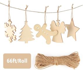 img 1 attached to 🎄 Ilauke 64 Pieces Wooden Christmas Hanging Ornaments Set - Unfinished Wood Cutouts for Painting, Woodburning, and Crafts - Decoration for Christmas Tree