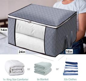 img 3 attached to 🧺 90L Large Capacity Clothes Storage Bags: Foldable Blanket and Bedding Organizer, 3 Pack - Perfect for Closet and Underbed Storage (Light Grey)