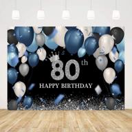 🎉 ticuenicoa 7x5ft happy 80th birthday backdrop blue and silver, glitter background for 80th birthday photography, 80 years old decor, eighty birthday banner, and 80th birthday photo booth props logo