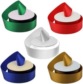 img 1 attached to 🎄 Christmas Decoration Ribbon Set - 5 Satin Fabric Rolls, 1" x 10 Yards Each, 50 Yards Total, Presents, Wreath, Red, Green, Gold, White, Blue, Gift Bows, Easter, Gift Baskets