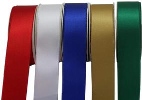 img 3 attached to 🎄 Christmas Decoration Ribbon Set - 5 Satin Fabric Rolls, 1" x 10 Yards Each, 50 Yards Total, Presents, Wreath, Red, Green, Gold, White, Blue, Gift Bows, Easter, Gift Baskets