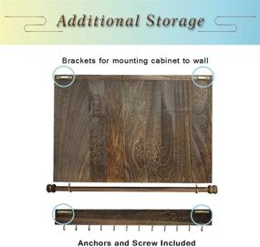 img 1 attached to 🏅 Rustic Wall Mounted Jewelry Organizer with Wooden Barndoor Decor | Wall Mount Holder for Necklaces, Earrings, Bracelets, Rings | Includes Matching Hook Organizer