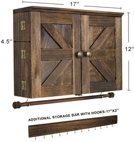 img 3 attached to 🏅 Rustic Wall Mounted Jewelry Organizer with Wooden Barndoor Decor | Wall Mount Holder for Necklaces, Earrings, Bracelets, Rings | Includes Matching Hook Organizer