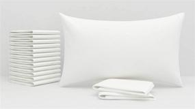 img 1 attached to 💤 Aveesha 12 Pack Poly Cotton Pillow Cases - Standard Size White Pillowcases - 180TC Percale Weave Pillow Covers - Ideal for Home, Hotels, and Hospitals