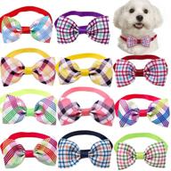 10-pack of adjustable pet puppy dog cat bow ties in classic plaid style - essential grooming accessories for pets логотип