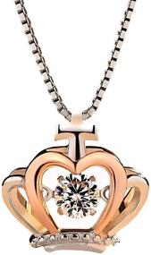 img 4 attached to 👑 FMJIUGE To My Badass Daughter Crown Necklace: Rose Gold-Plated Queen Sparkling Dance Necklace for Mother/Wife/Girlfriend – Zirconia Crown Pendant Charm Simple Necklace