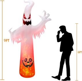 img 3 attached to 👻 Spooky 9Ft Halloween Inflatables Ghost Outdoor Decoration - Built-in Flame Effect Orange LED Lights for Enchanting Holloween Decorations! Yard, Garden, & Lawn Blow-up Decor