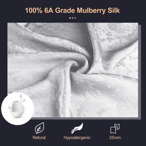 img 3 attached to Villsure 100% Mulberry Silk Pillowcase - Breathable and Hypoallergenic, with Hidden Zipper Design 🌸 - 25 Momme Natural Silk Pillowcase for Hair and Skin - 1 Pack (White Floral, Standard)