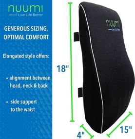img 1 attached to 🪑 Nuumi Ergonomic Lumbar Support Pillow - Memory Foam Back Cushion for Office Chair, Computer Desk, Recliner & Car Seat - 2 Adjustable Straps, Breathable 3D Mesh & Washable Covers - Black